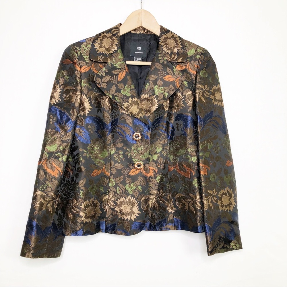 DD Collection, Brown, Jacquard, multicolored two button blazer